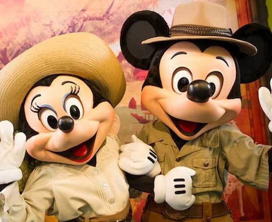 Mickey and Minnie dressed in safari gear