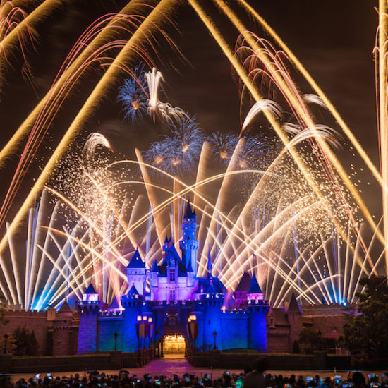 Fireworks in front of Sleeping Beauty's Castle