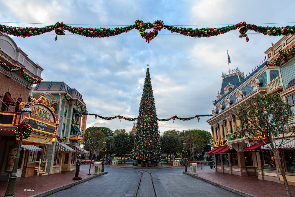 New Year's Eve at Disneyland Christmas Tree on Main Street USA