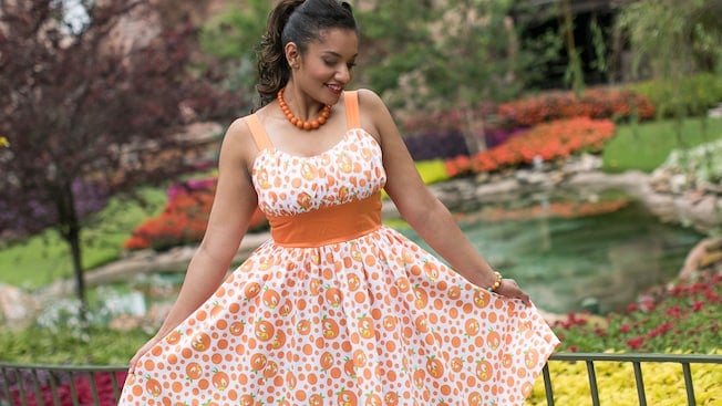 Lady with a dress in the Disney resort