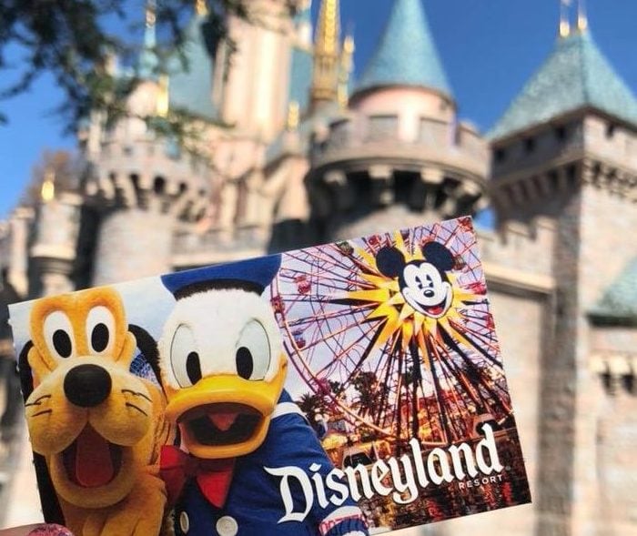 Disneyland ticket held in front of the castle- should I take your kids out of school for a Disney vacation?