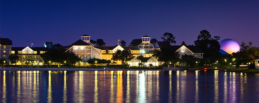 Disney's Beach Club Resort at night time