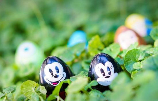 Two mickey mouse eggs in grass