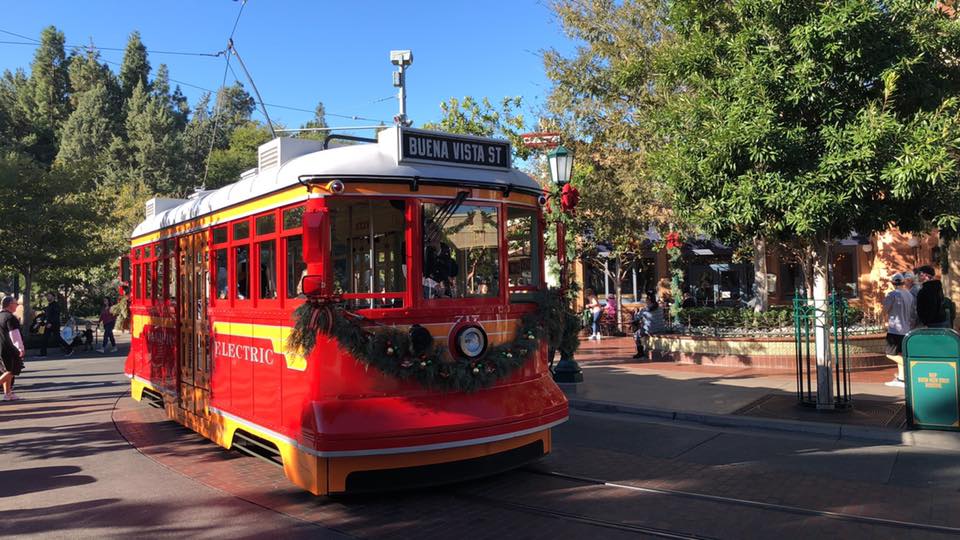 Trolley during Christmas at Disneyland