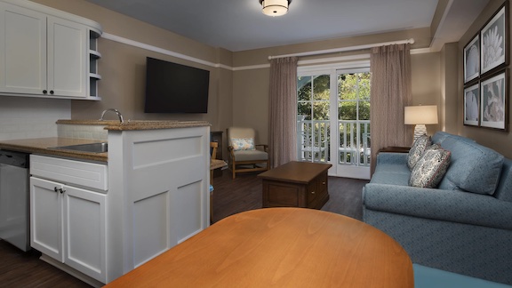 Disney Beach Club Resort Review Kitchen and Living Room 
