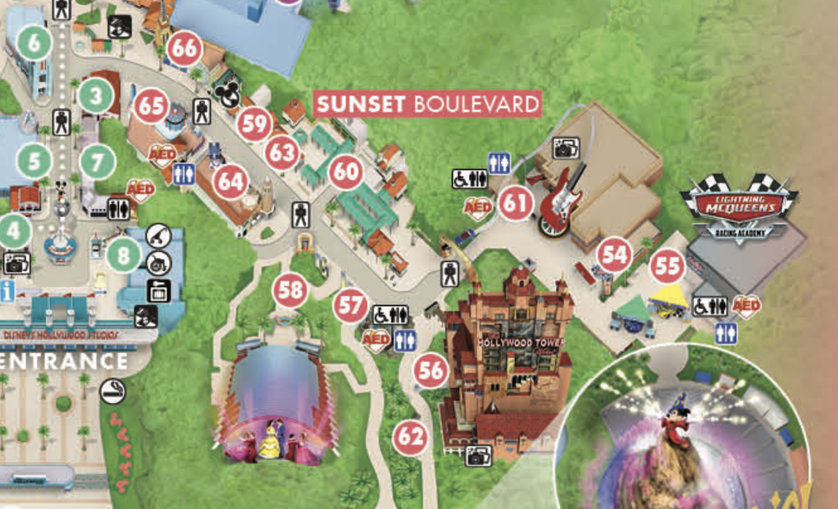 Disneys Hollywood Studios Map Sunset Boulevard 
