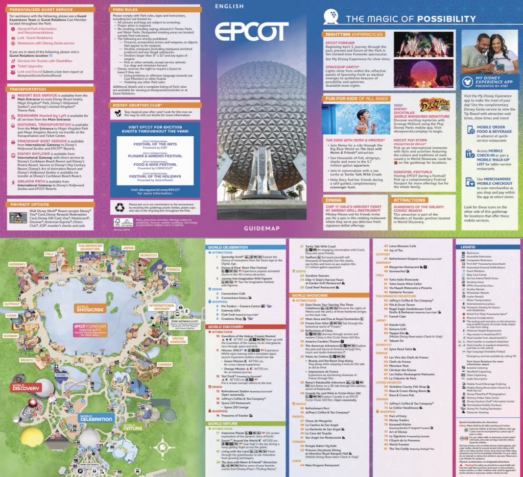 Walt Disney World Maps Florida - EPCOT Map Disney World 1024x935