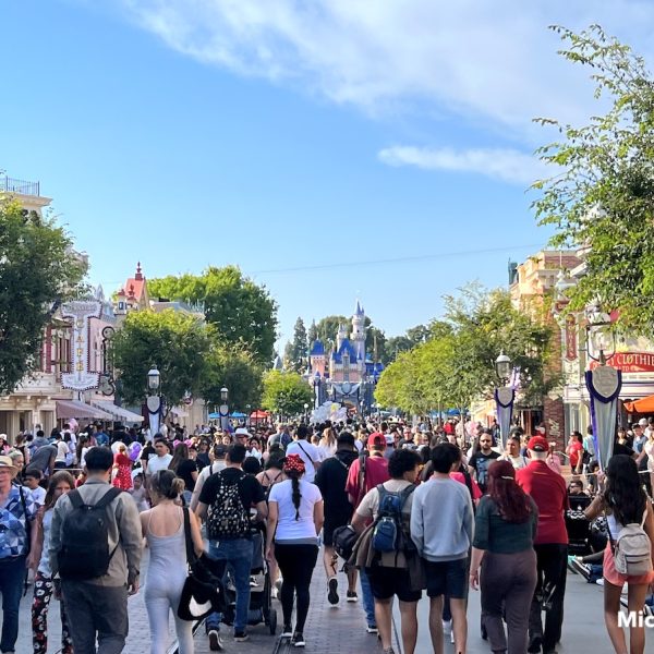 disneyland crowds walking into disneyland
