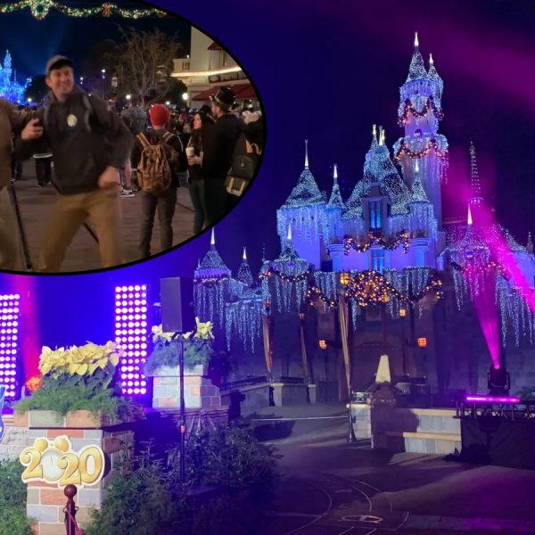 disneyland castle decorated for new years eve