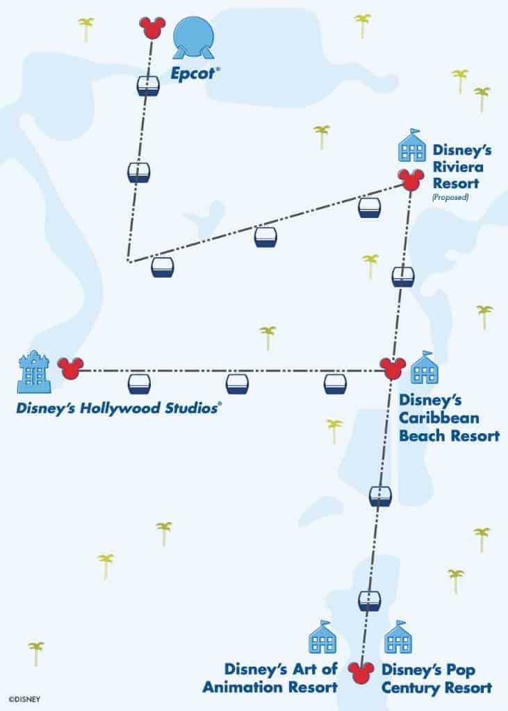 map of disney skyliner at disney world
