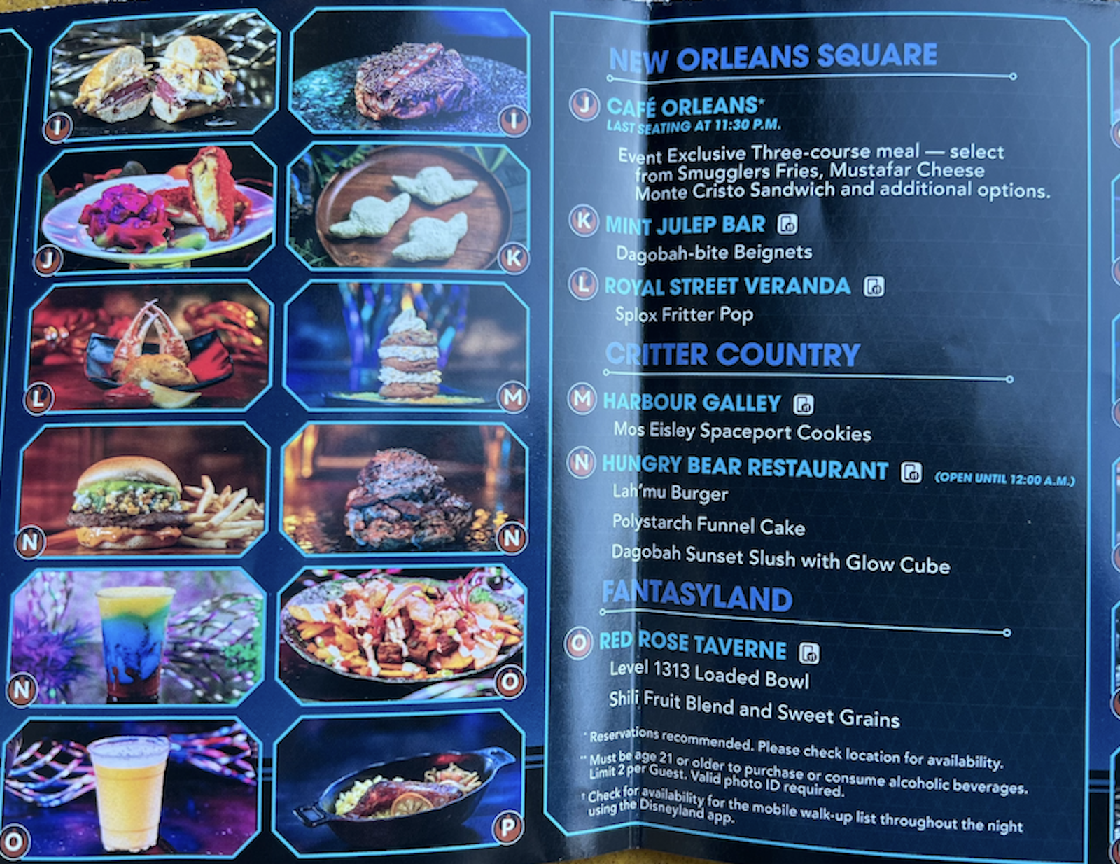 Star Wars Nite food menu