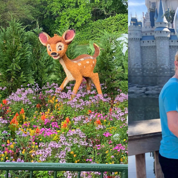 picture of me in front of castle at disney world while pregnant