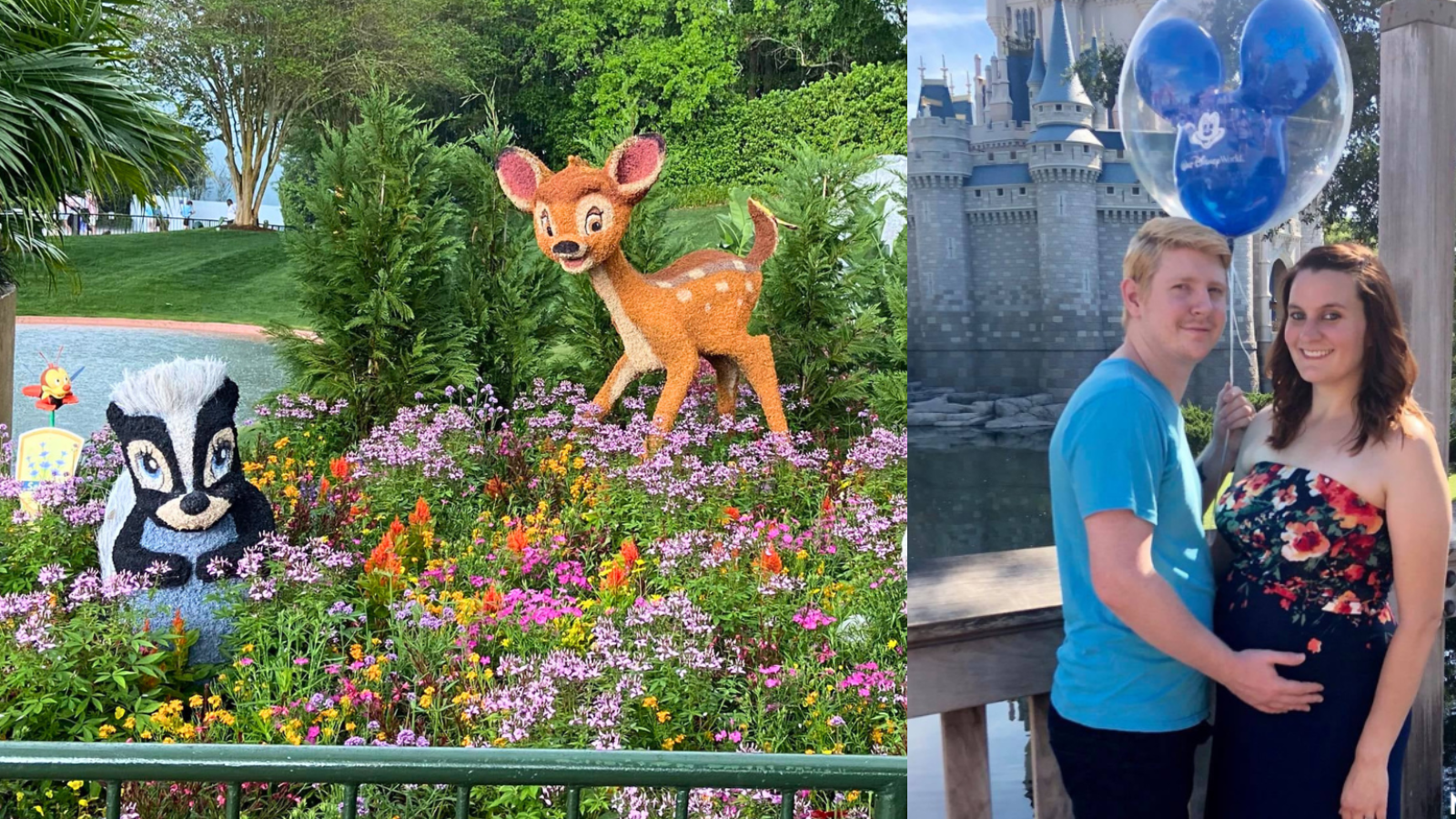 picture of me in front of castle at disney world while pregnant