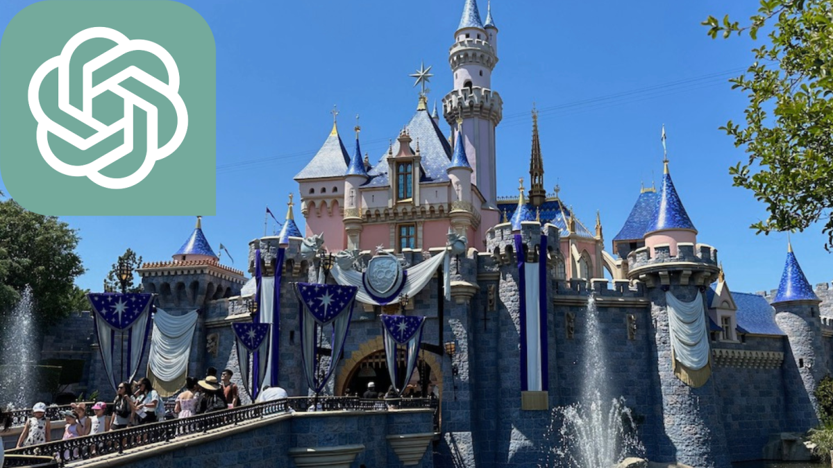 Disneyland castle with chatgpt logo