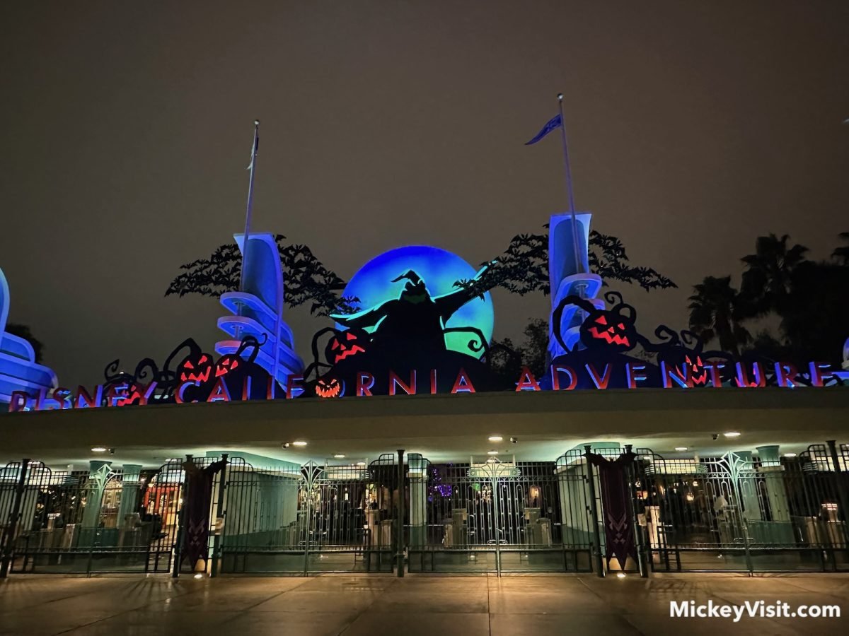 Disney California Adventure entrance at Halloween