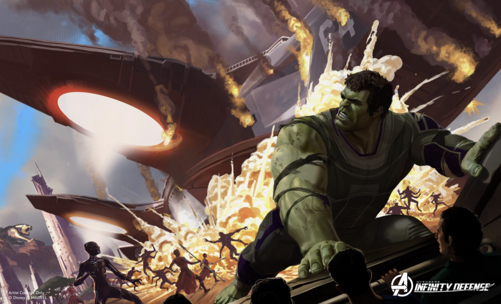 concept artwork for e-ticket Avengers Campus ride