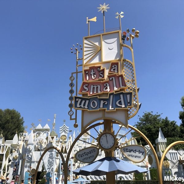 "it's a small world" sign at Disneyland