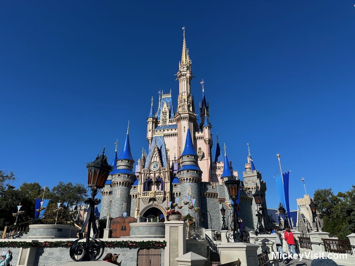Cinderella Castle Magic Kingdom blue skies