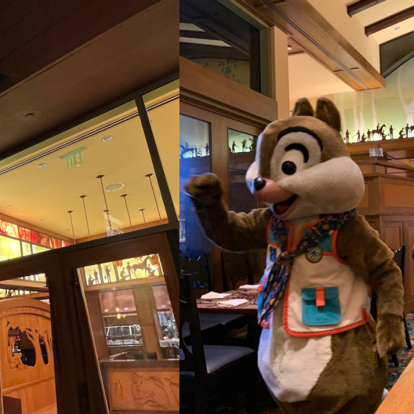 Chip and Dale and Storytellers Cafe sign