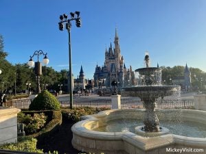 Cinderella Castle with fountain at magic kingdom