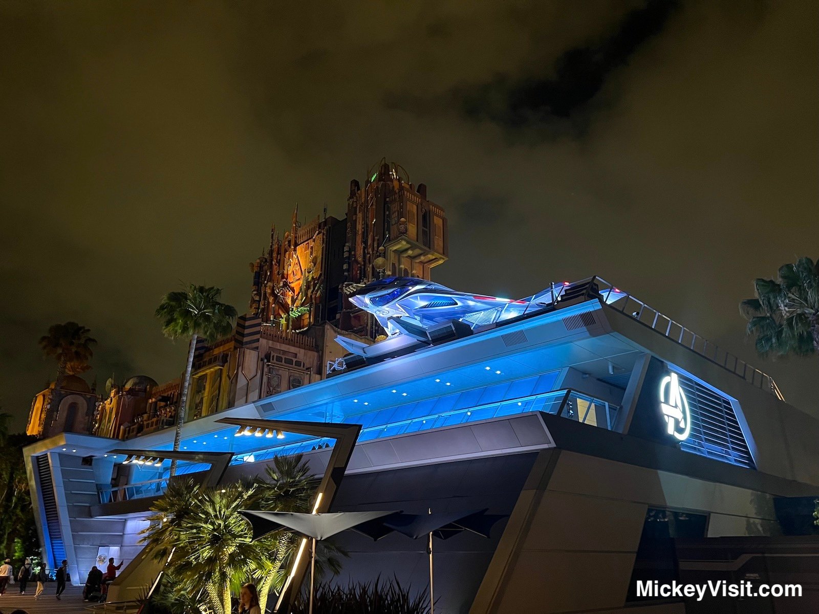 Avengers Campus nighttime