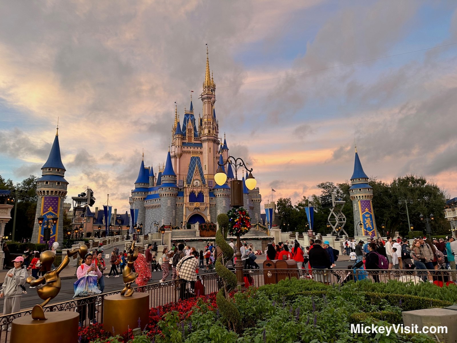 Cinderella Castle at dusk Magic Kingdom Christmas