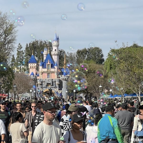 Disneyland big crowds in front of castle