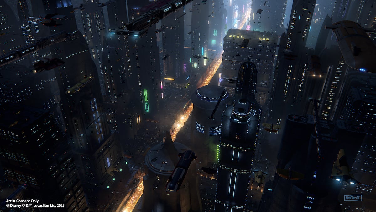 coruscant millenium falcon new scene disneyland and disney world ride