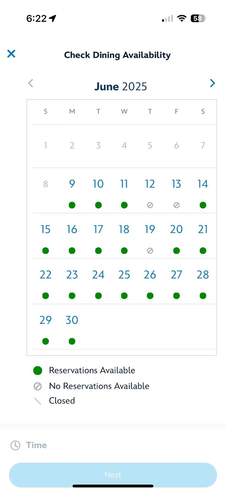 new changes to Disney World dining reservations calendar availability
