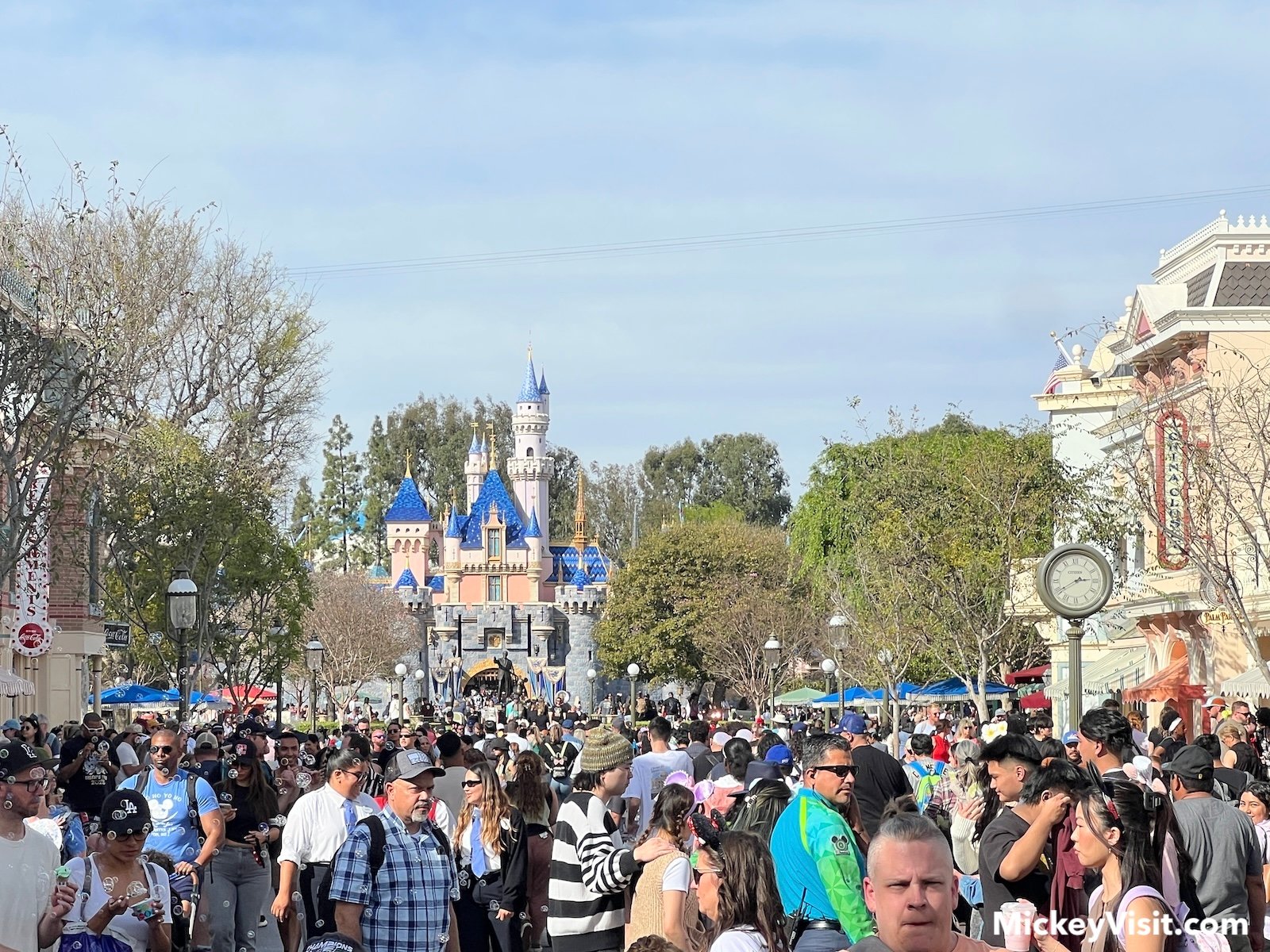 crowds on Main Street at Disneyland