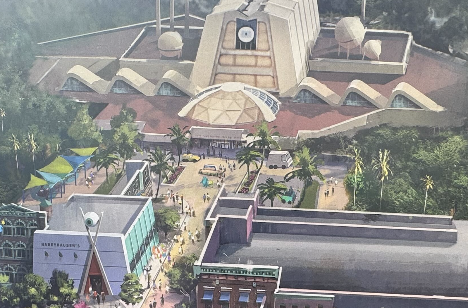 Monsters Inc. land concept art coaster entrance
