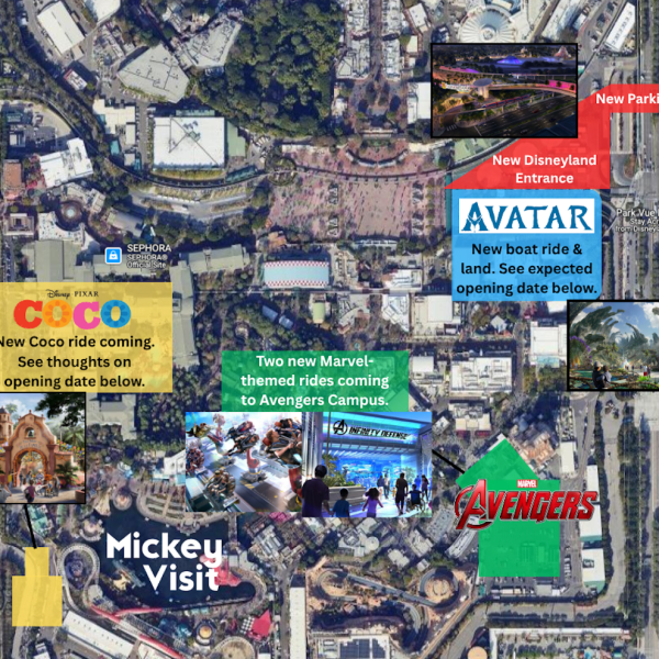 new disney california adventure rides on aerial map