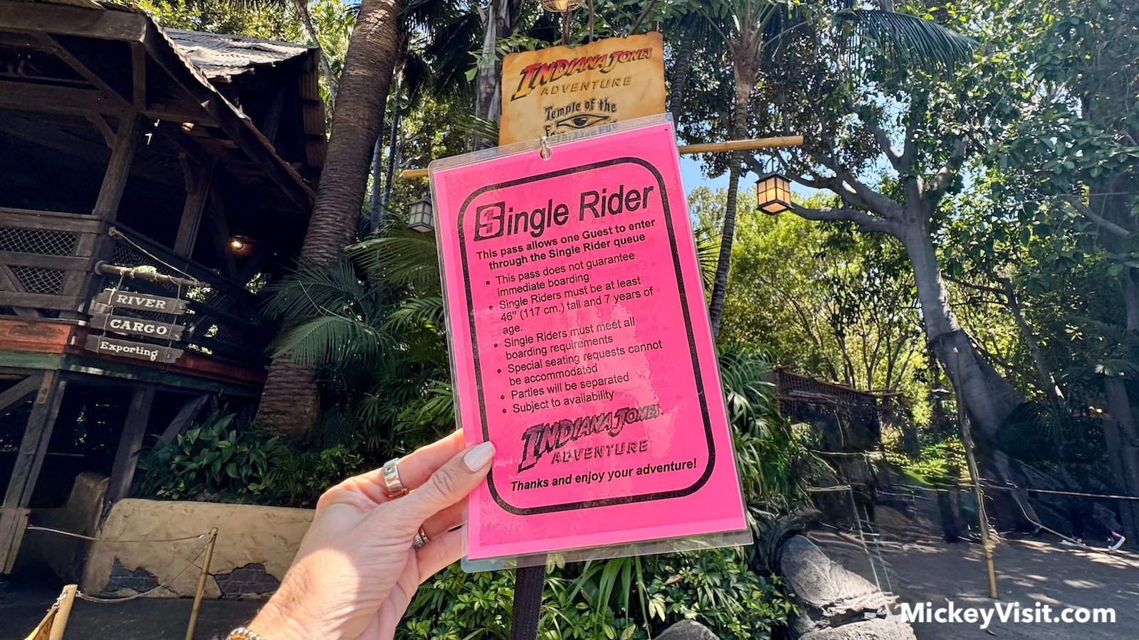 Single Rider Pass Indiana Jones Adventure 