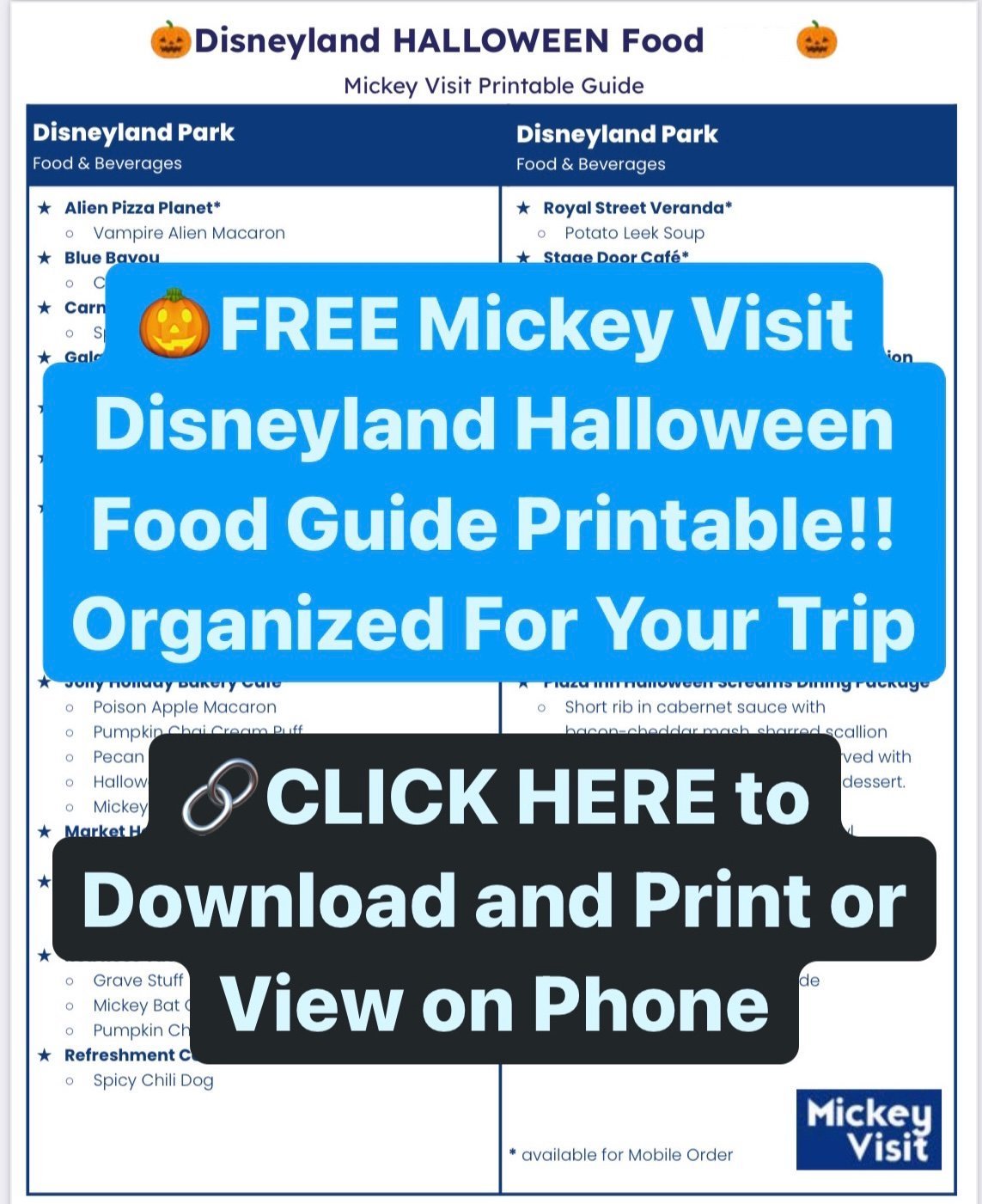 FREE Printable Checklist of ALL Disneyland Halloween Foods!