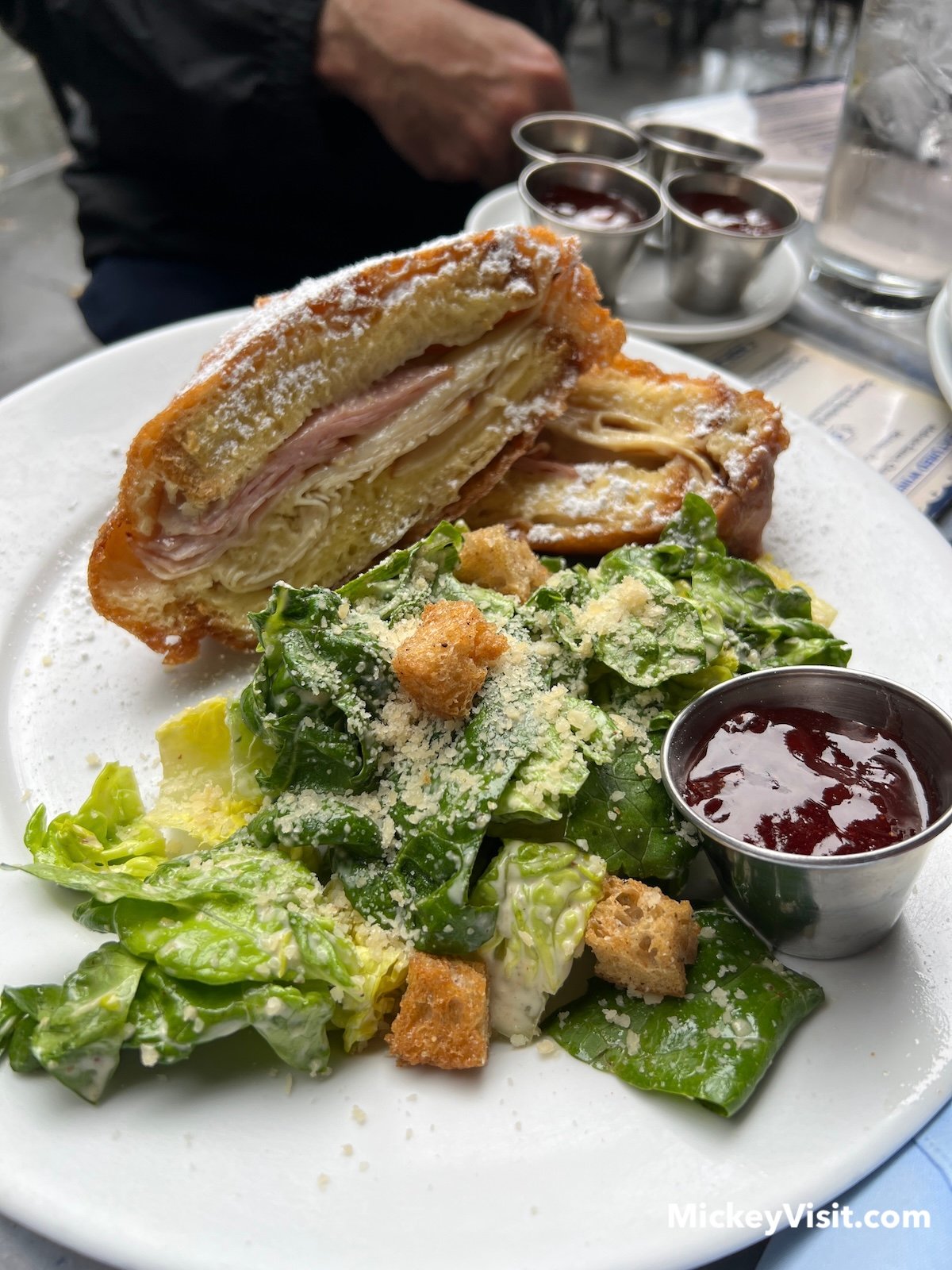 Disneyland Cafe Orleans Monte Cristo Sandwich with side salad