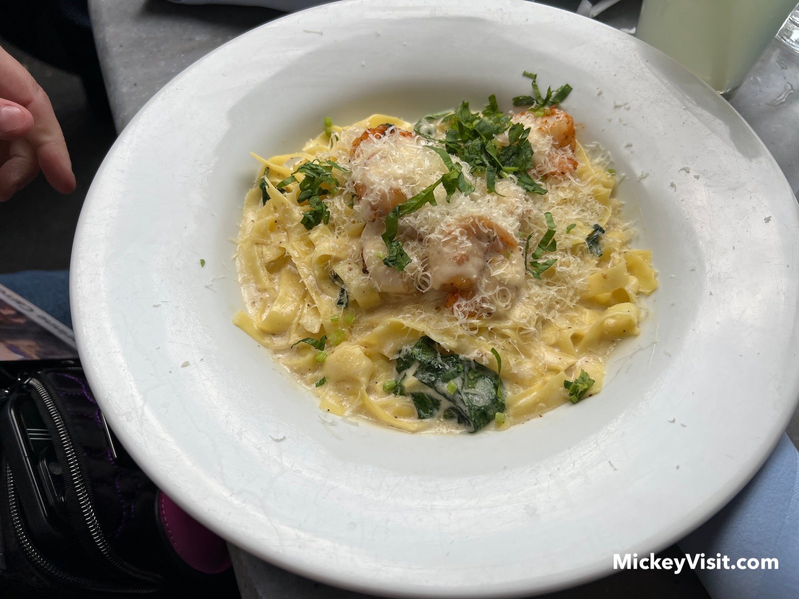 Blackened Shrimp Alfredo Pasta at Cafe Orleans