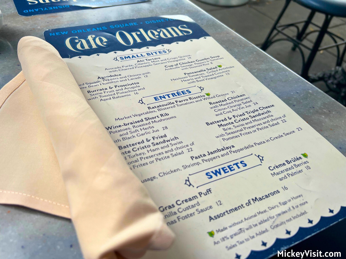 Cafe Orleans menu