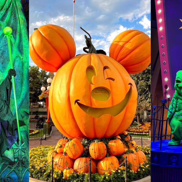 Disneyland Maleficent, Mickey pumpkin, and Oogie Boogie Halloween