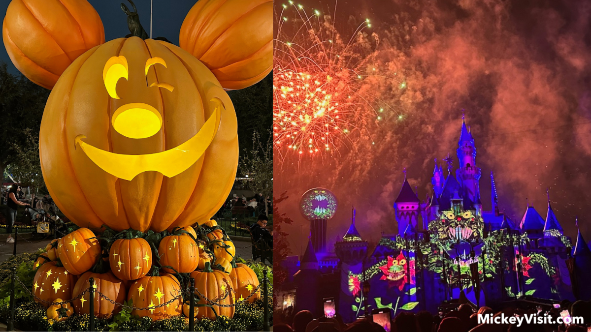 Disneyland Halloween pumpkin and fireworks