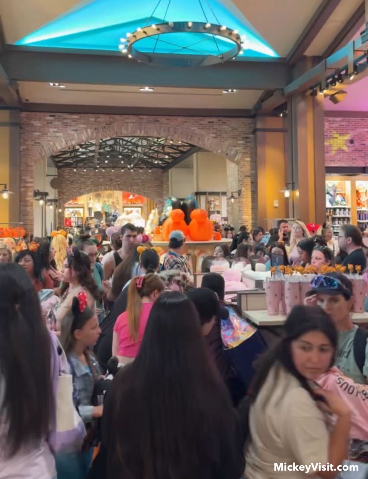 crowds in World of Disney Store Halloween merch drop