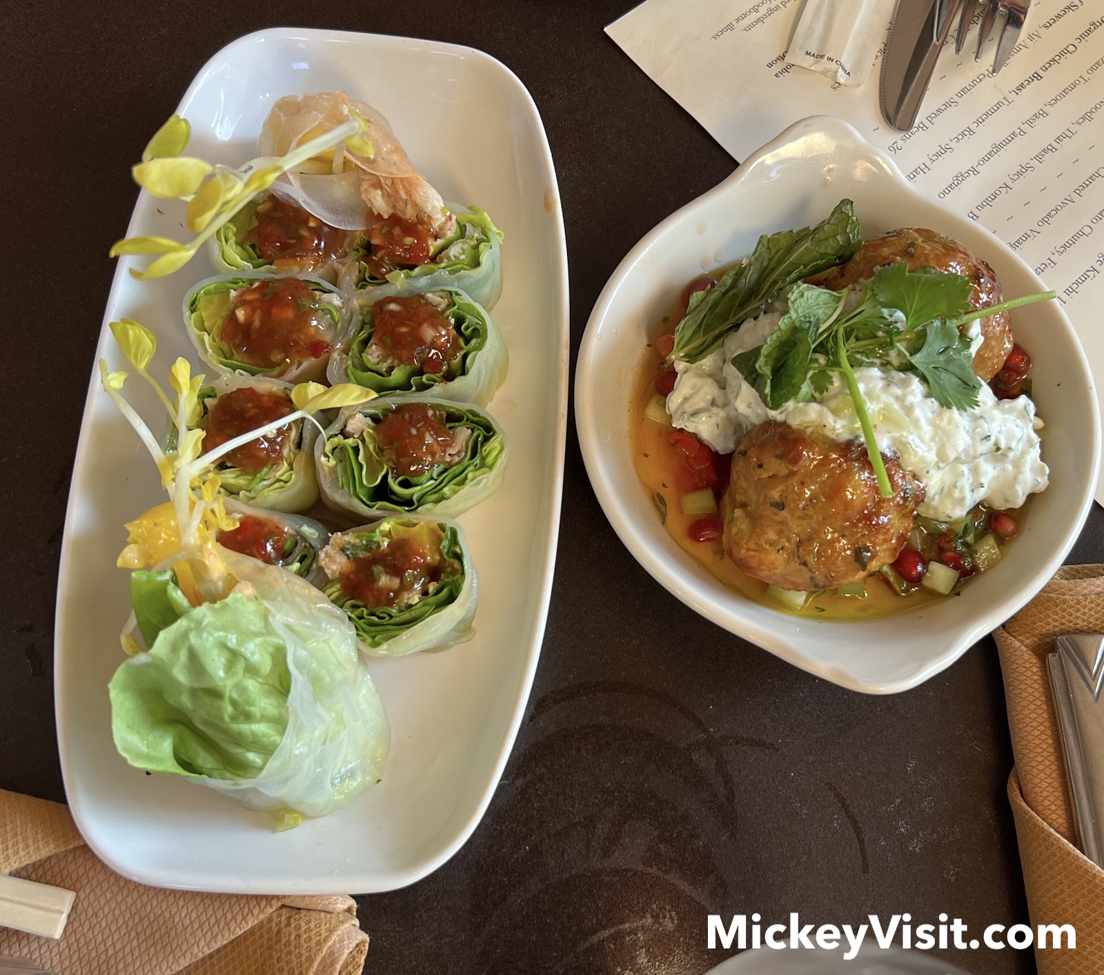 Spring Rolls with Spicy Crab and Moroccan Roasted Chicken Meatballs