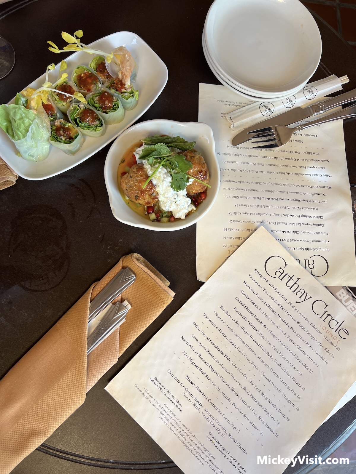 Carthay Circle lounge menu and dishes