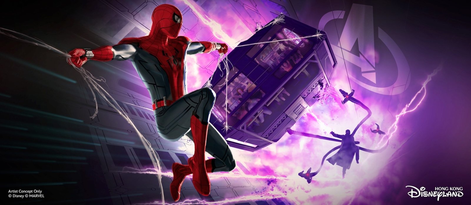 concept art Hong Kong Disneyland Spider Man ride