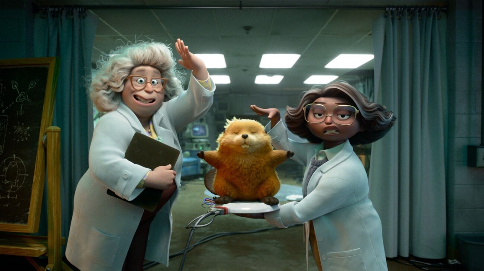 hoppers movie Dr. Sam and Dr. Nisha