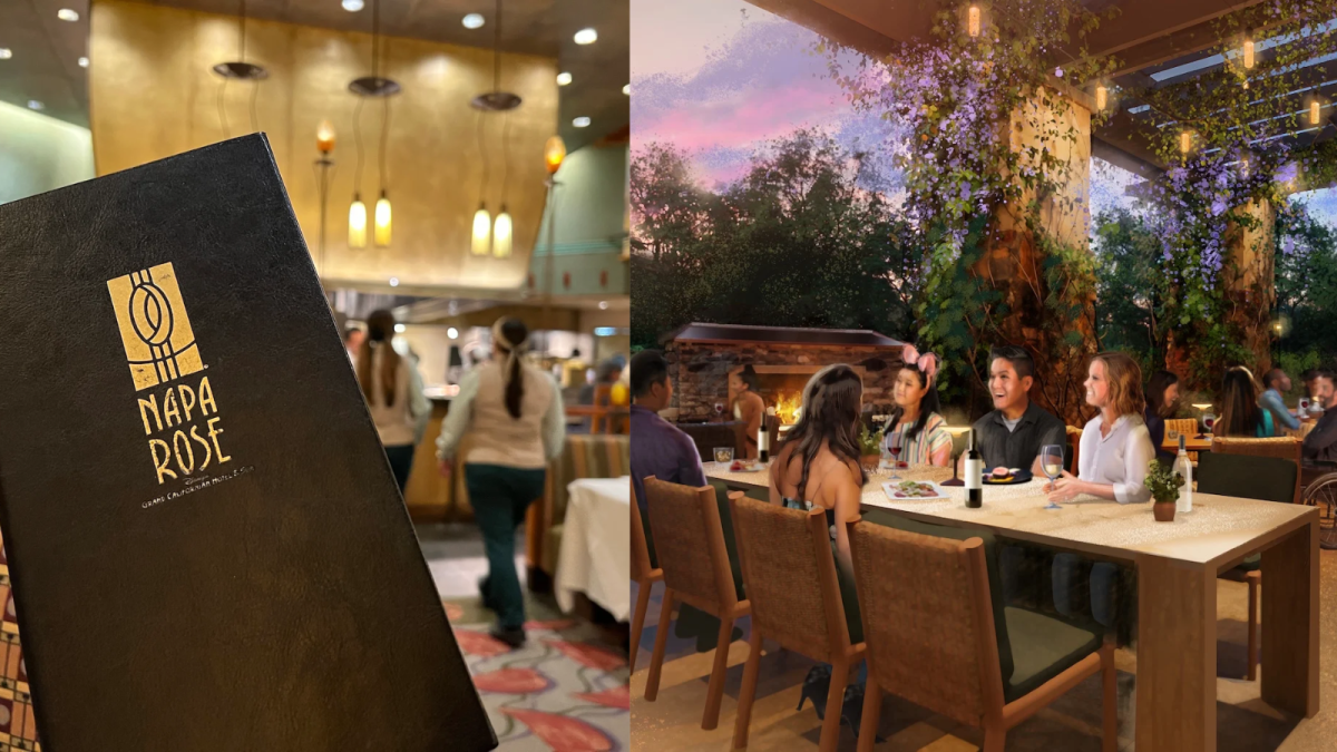 Napa Rose menu and outdoor patio concept art