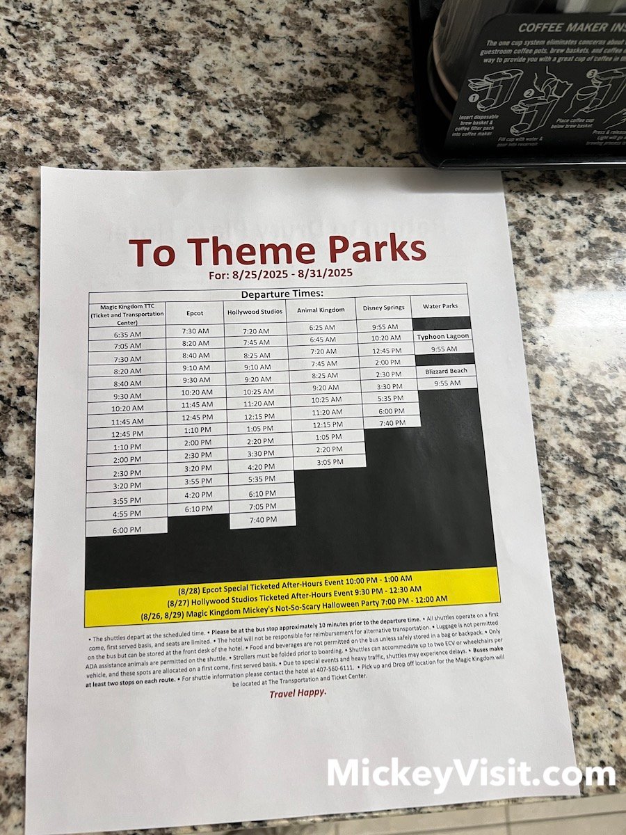 drury plaza disney world theme park shuttle schedule
