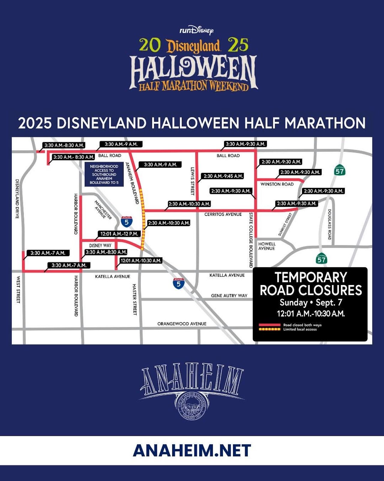 runDisney road closures for Halloween Half Marathon