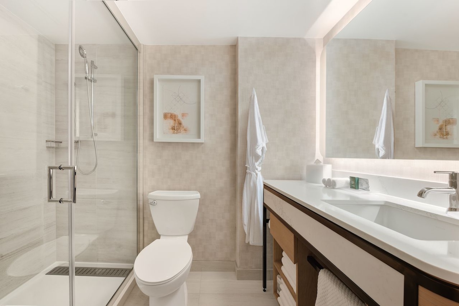 renovated bathroom at Hilton Anaheim