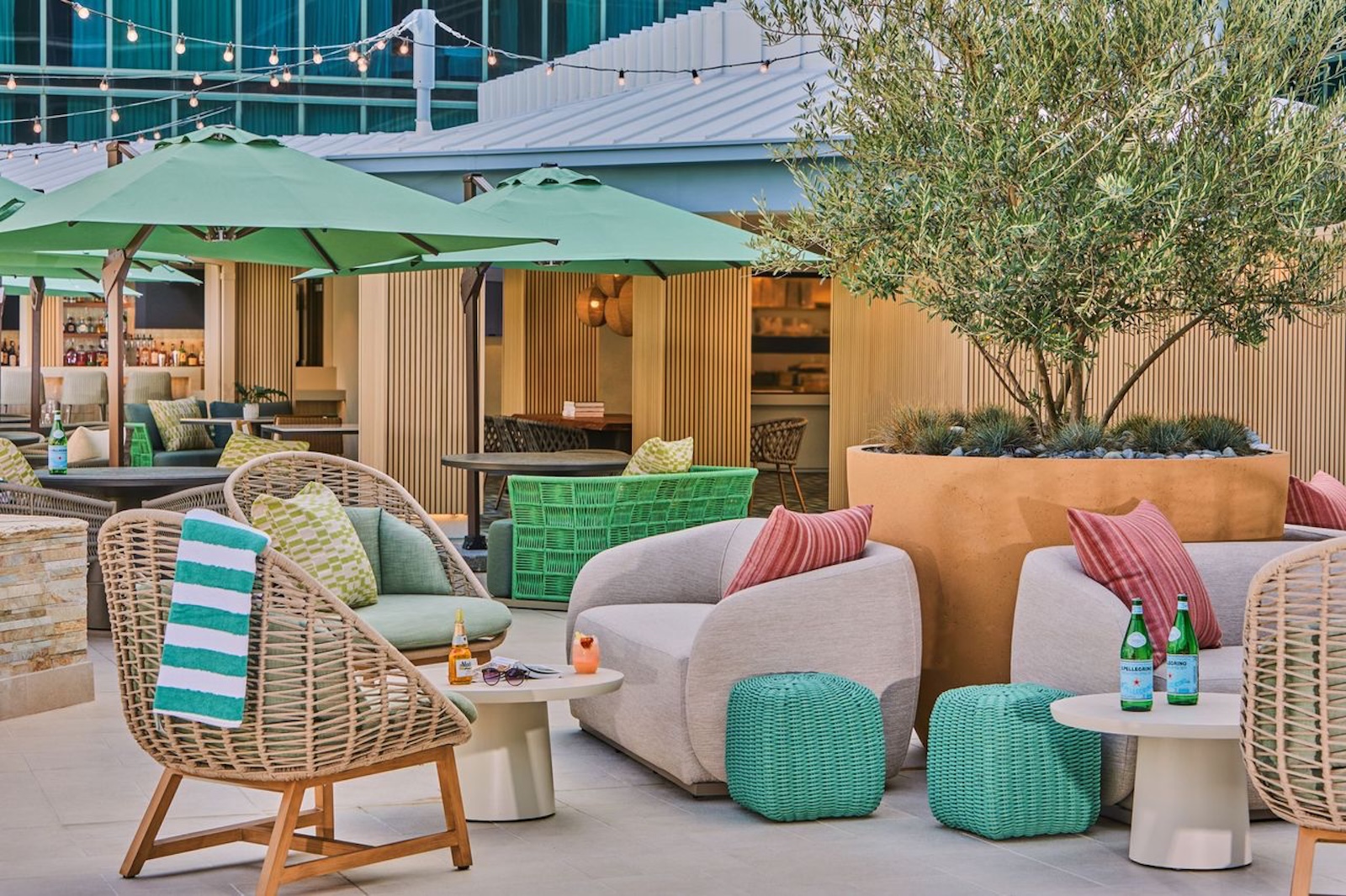 Hilton Anaheim renovated outdoor lounge area