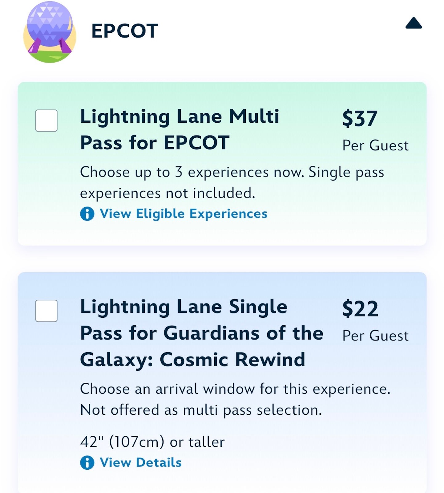 EPCOT Lightning Lane price increase